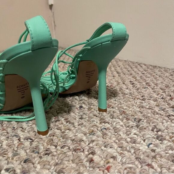 NWT SCHUTZ Heyde Gladiator Ankle Wrap Square Toe Heel Sandals- Size 11 - Picture 7 of 11